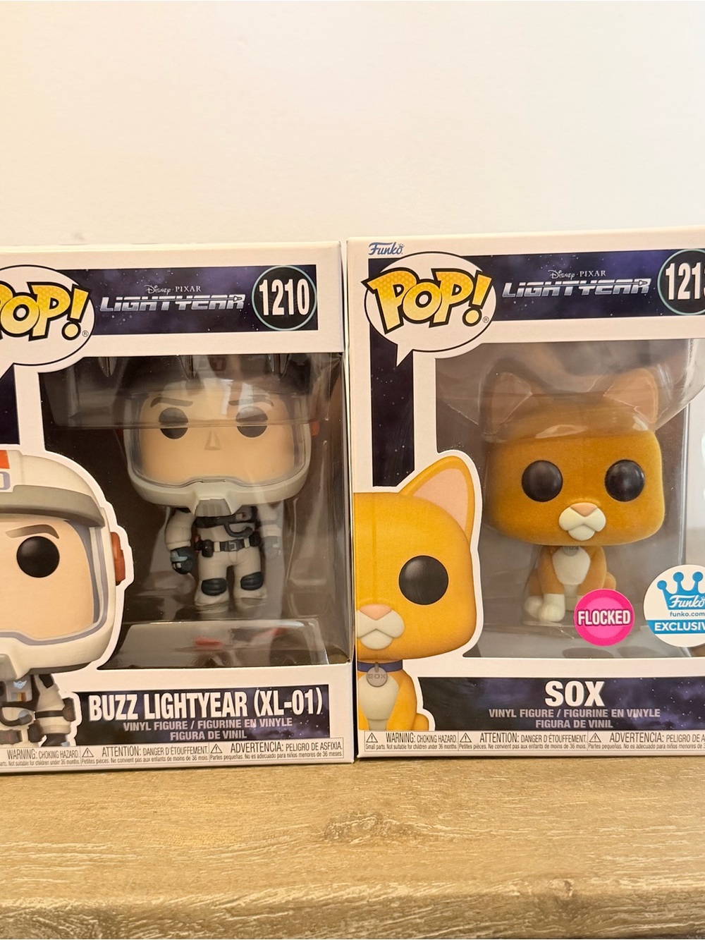 Funko Pop! Pixar Buzz Lightyear (XL-01) & 
Sox Flocked Funko shop Exclusive